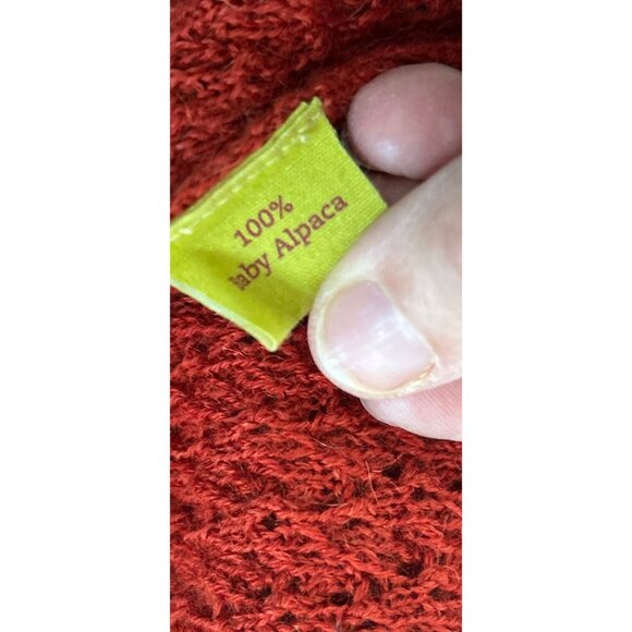 Kuna Alpaca Wool Textured Knit Sweater Brown Trim V-Neck Long Sleeve Y2K - Picture 10 of 10